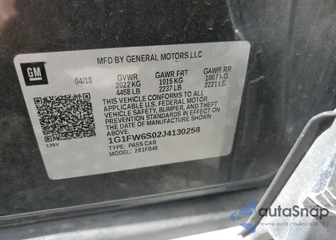 2018 Chevrolet Bolt Ev Lt z USA, uszkodzony, nr VIN 1G1FW6S02J4130258